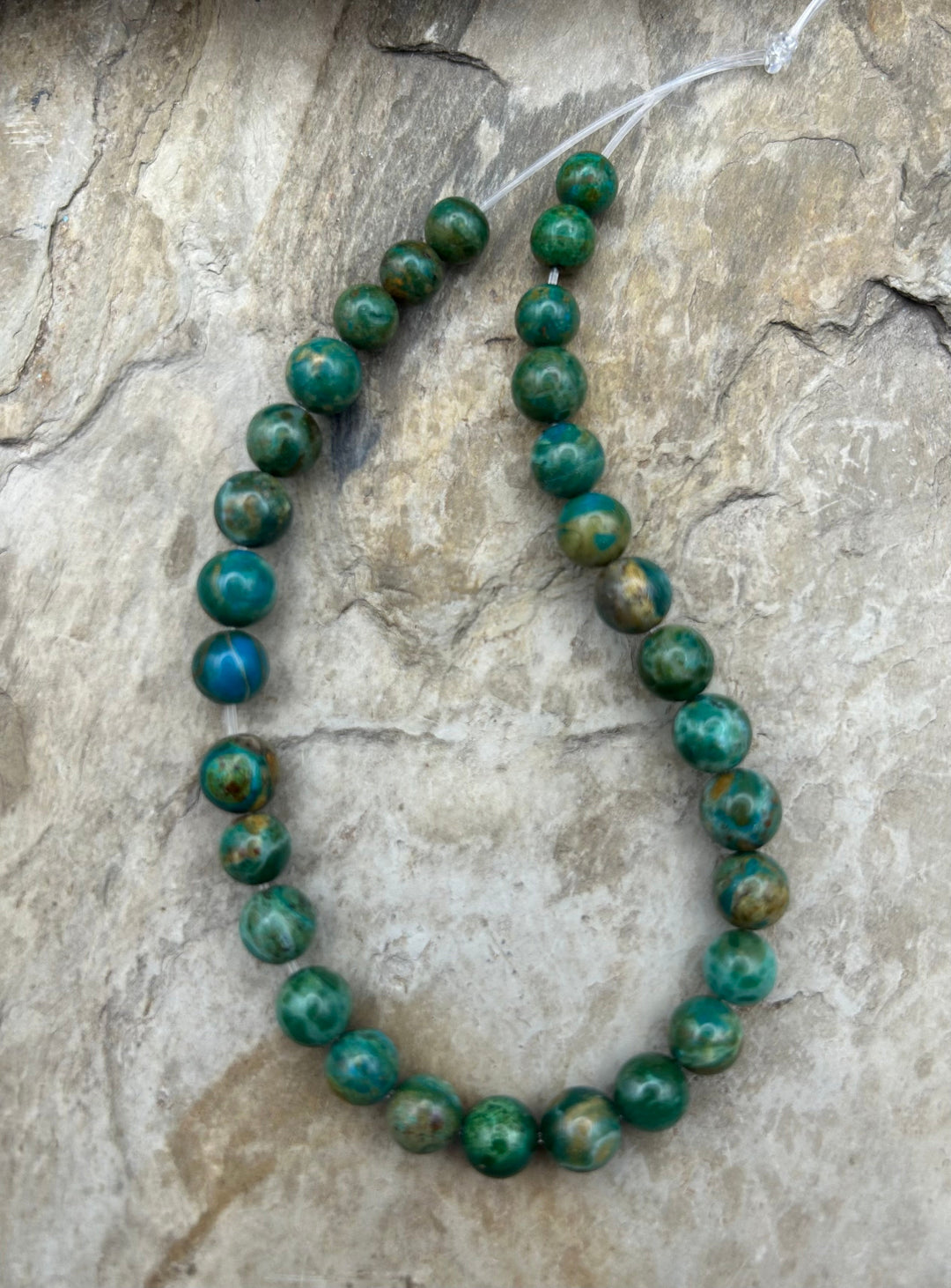 AAA+ Peruvian Blue Opal 7-7.5mm Round Beads 8.5 Inch