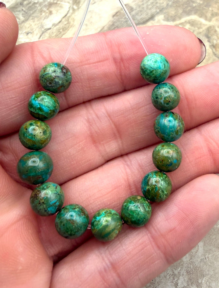 AAA+ Peruvian Blue Opal 8mm Round Beads Set of 13 Beads
