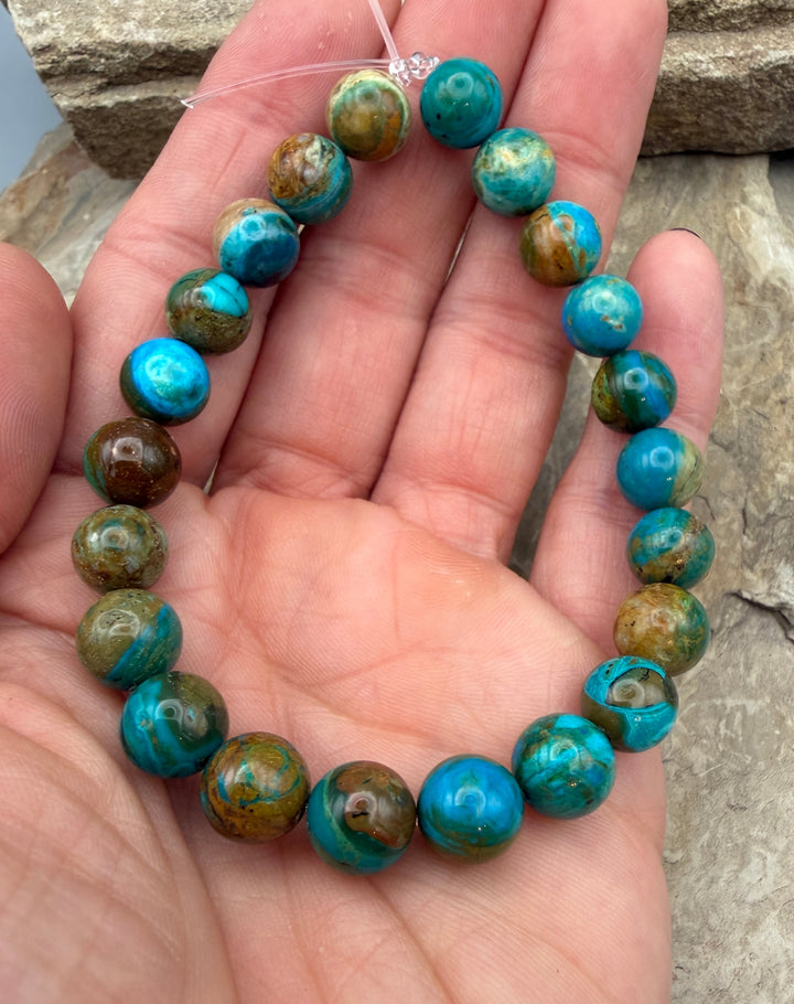 AAA+ Peruvian Blue Opal 9mm Round Beads 8 Inch Strand/22