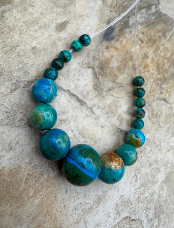 AAA+ Peruvian Blue Opal Graduated Round Bead Focal Strand 4