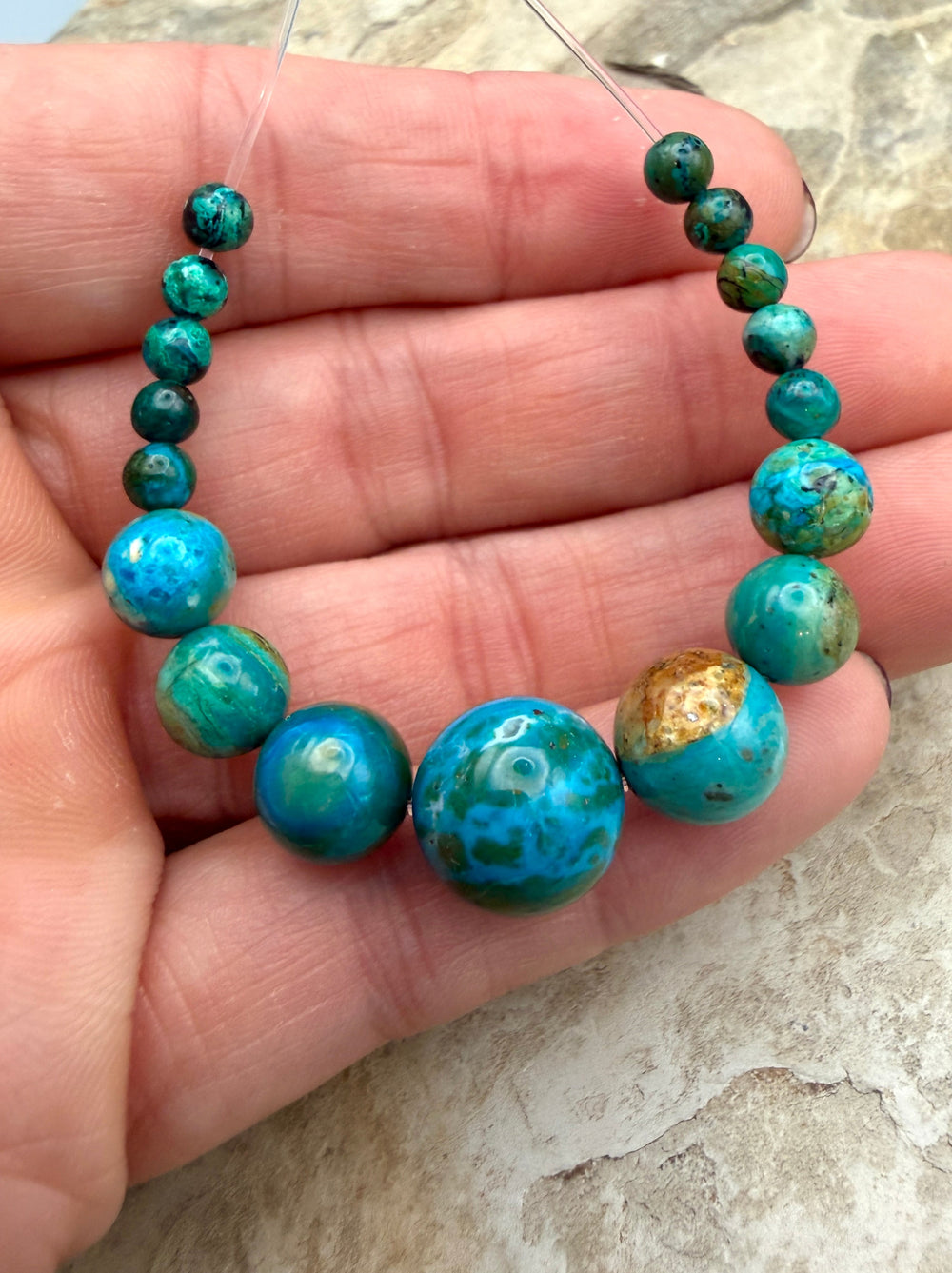 AAA+ Peruvian Blue Opal Graduated Round Bead Focal Strand 4
