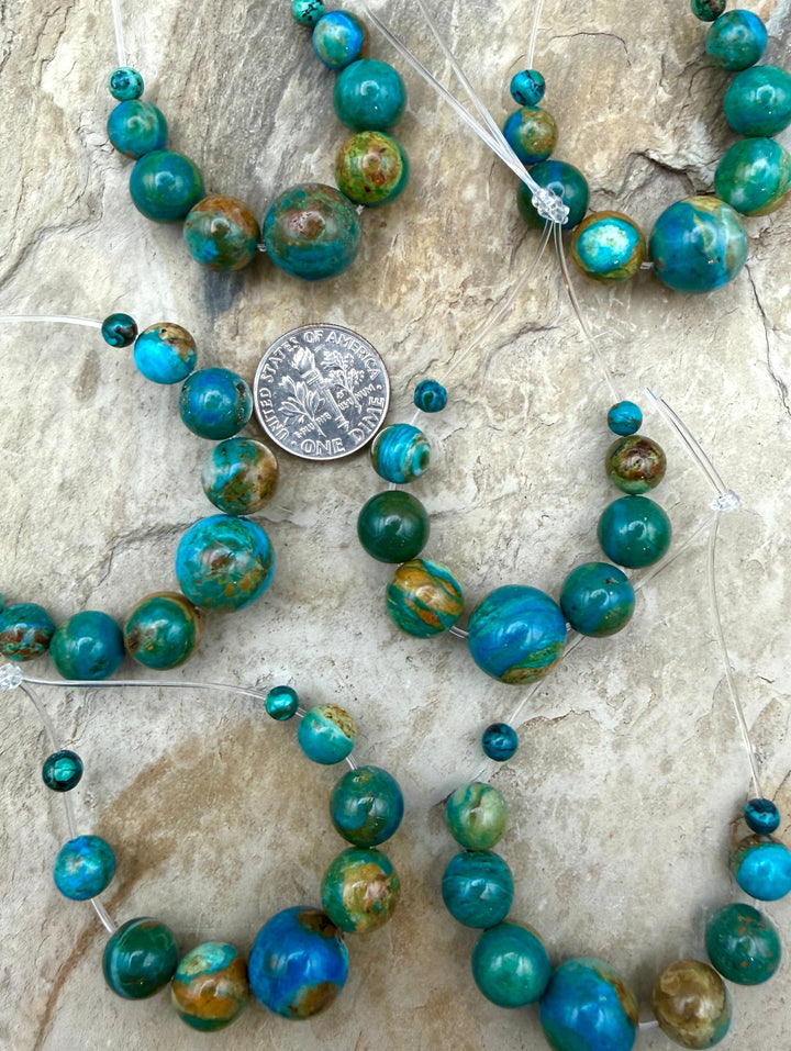 AAA+ Peruvian Blue Opal Graduated Round Bead Focal Strand