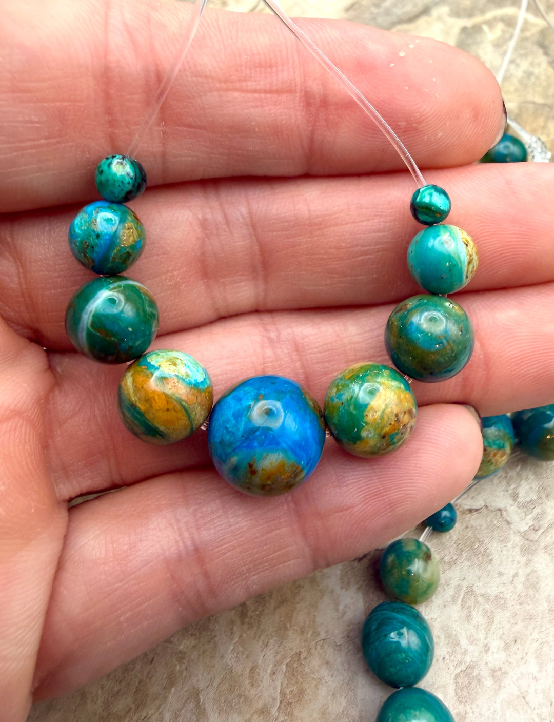 AAA+ Peruvian Blue Opal Graduated Round Bead Focal Strand