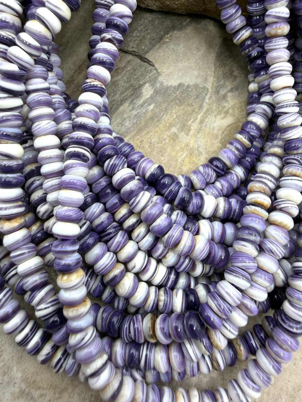 AAA+ Purple Wampum/Quahog Shell 5mm Rondelle Beads,16 Inch