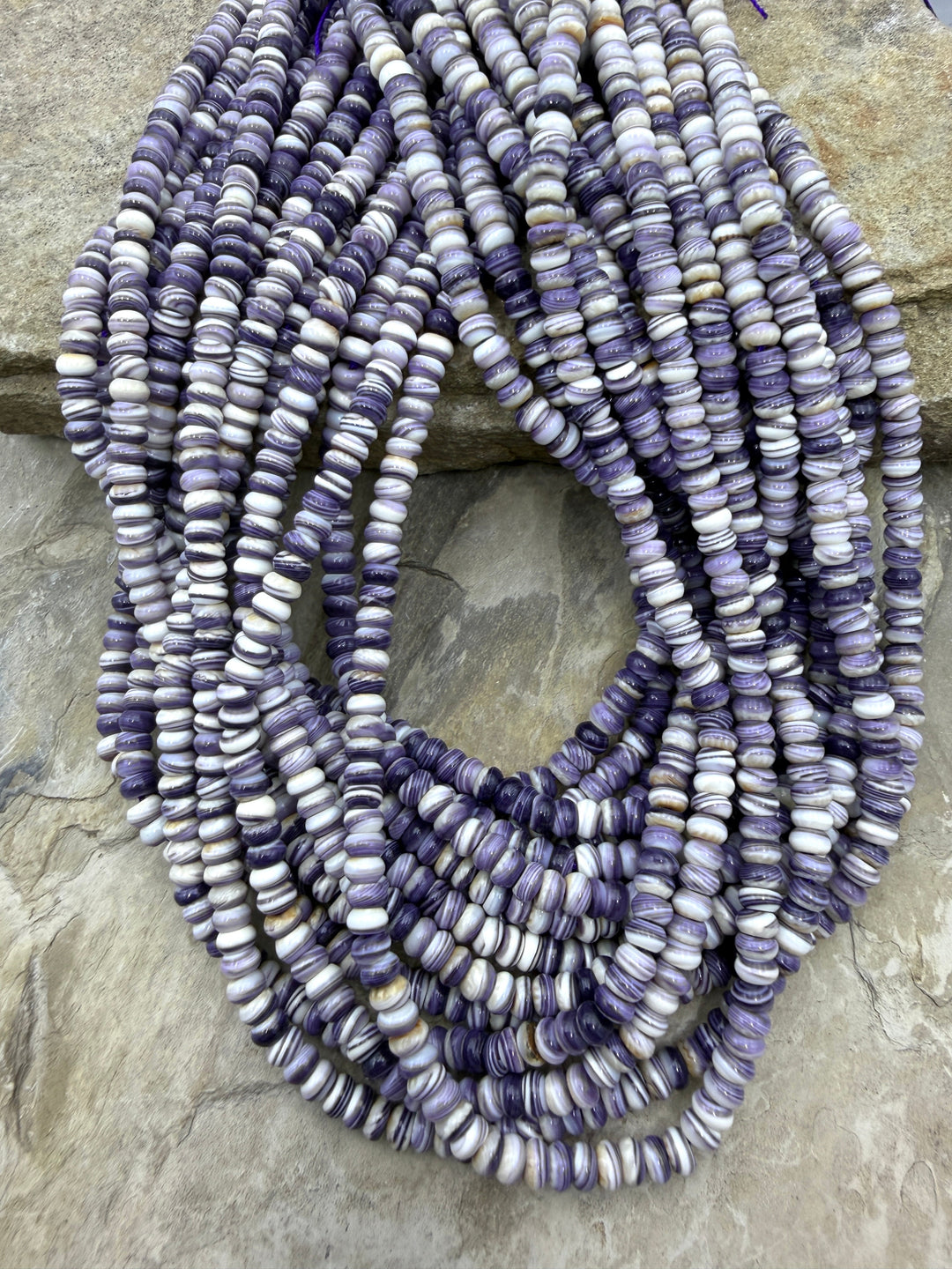 AAA+ Purple Wampum/Quahog Shell 5mm Rondelle Beads,16 Inch