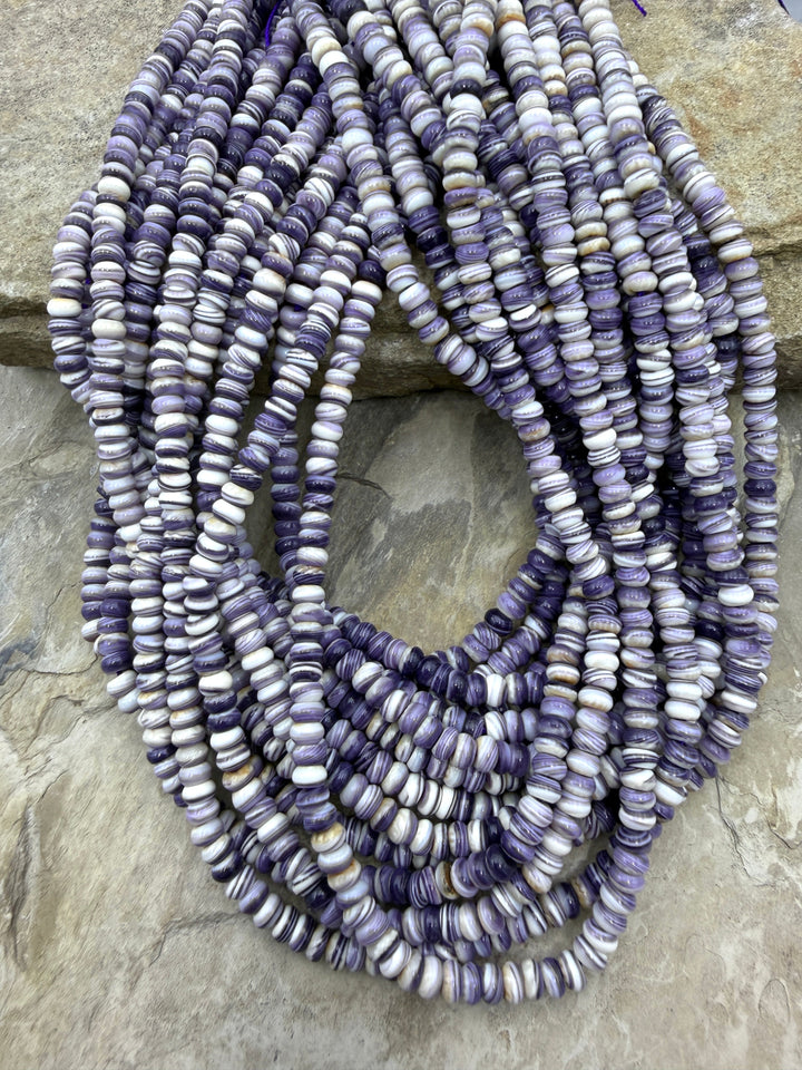 AAA+ Purple Wampum/Quahog Shell 5mm Rondelle Beads,16 Inch