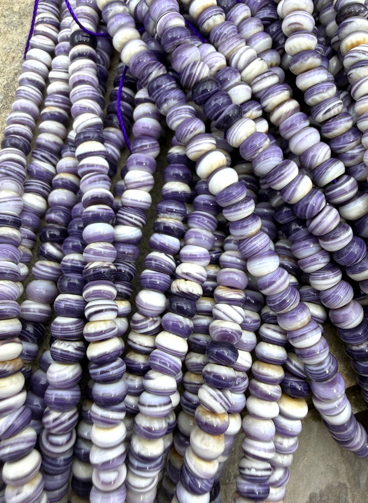 AAA+ Purple Wampum/Quahog Shell 5mm Rondelle Beads,16 Inch