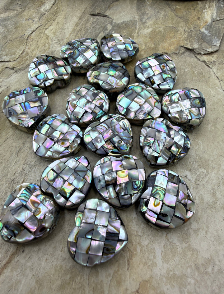 Abalone Shell Inlay 20mm Heart Focal Pendant Beads Sold Per