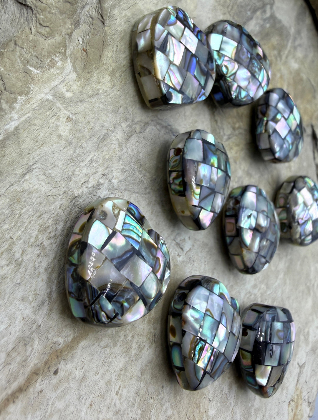 Abalone Shell Inlay 20mm Heart Focal Pendant Beads Sold Per