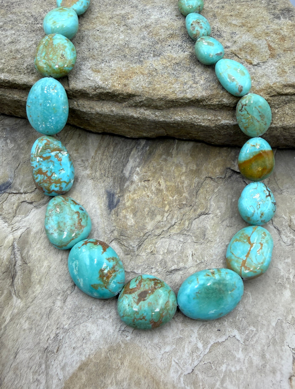 Kingman Turquoise (Arizona) Graduated Smooth Nugget Strand