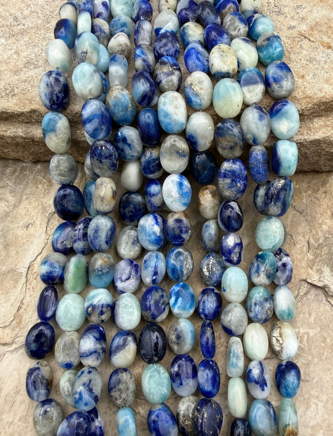 Afghanite (Afghanistan) Handcut Graduated Oval Beads