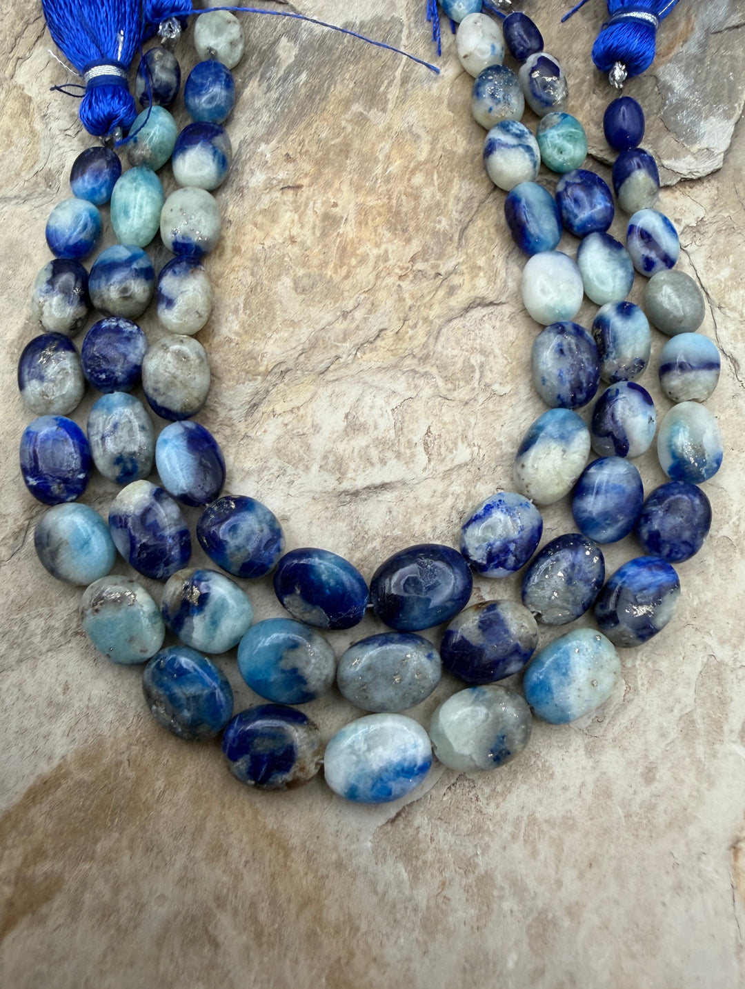 Afghanite (Afghanistan) Handcut Graduated Oval Beads