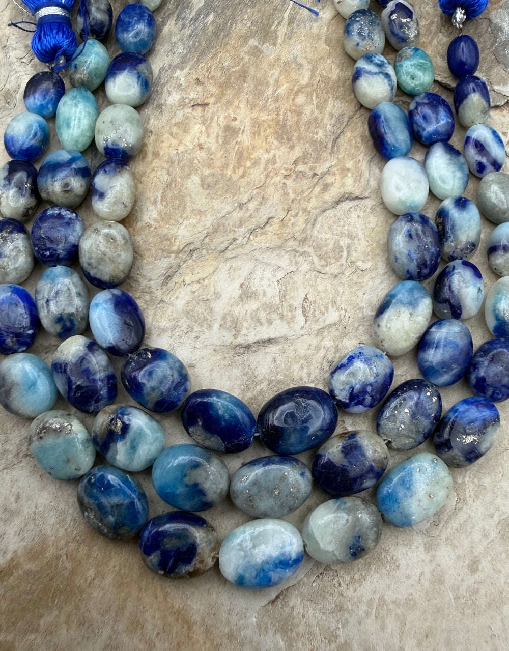 Afghanite (Afghanistan) Handcut Graduated Oval Beads