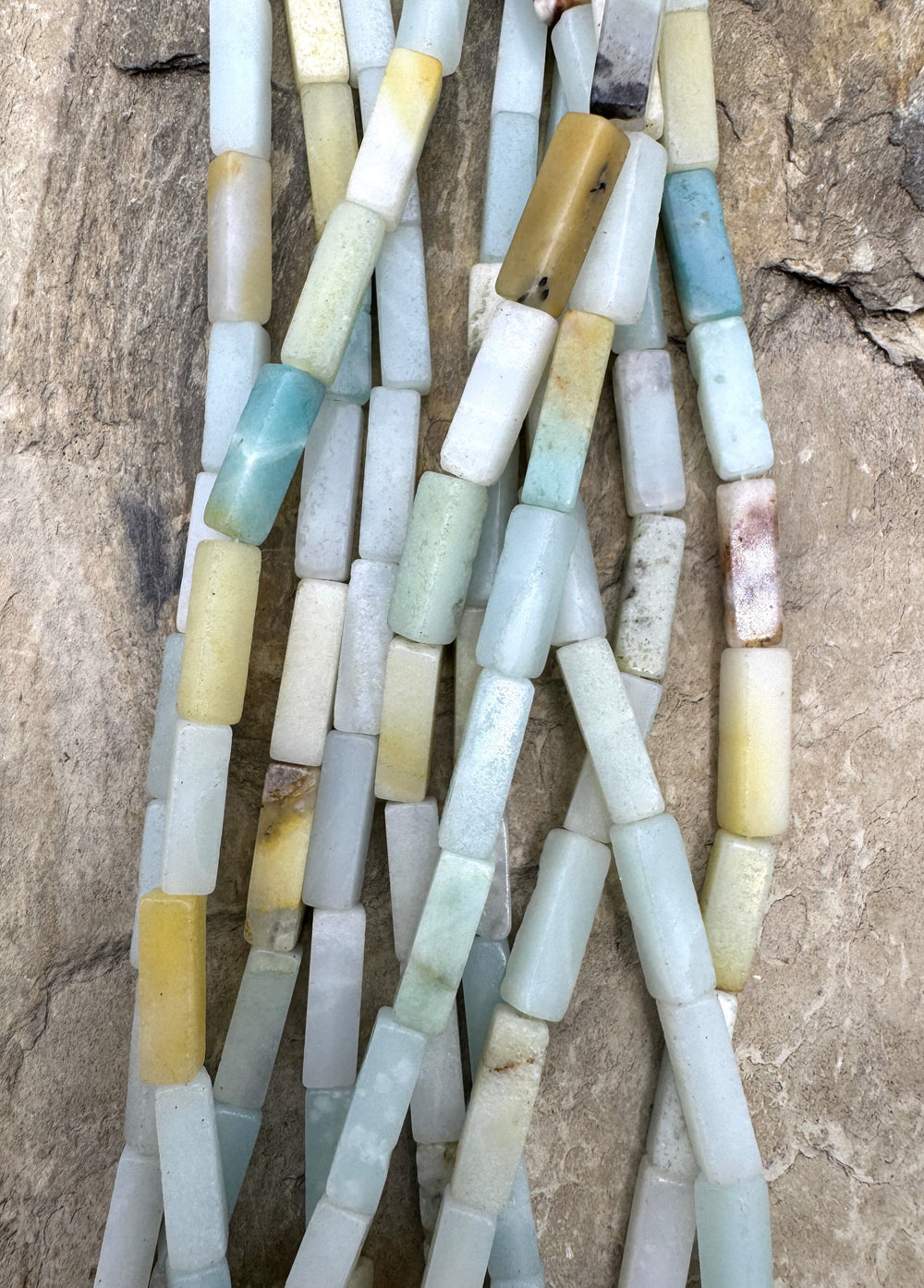 Amazonite 4x13mm Long Square Tube Beads 15.5mm Inch Strand