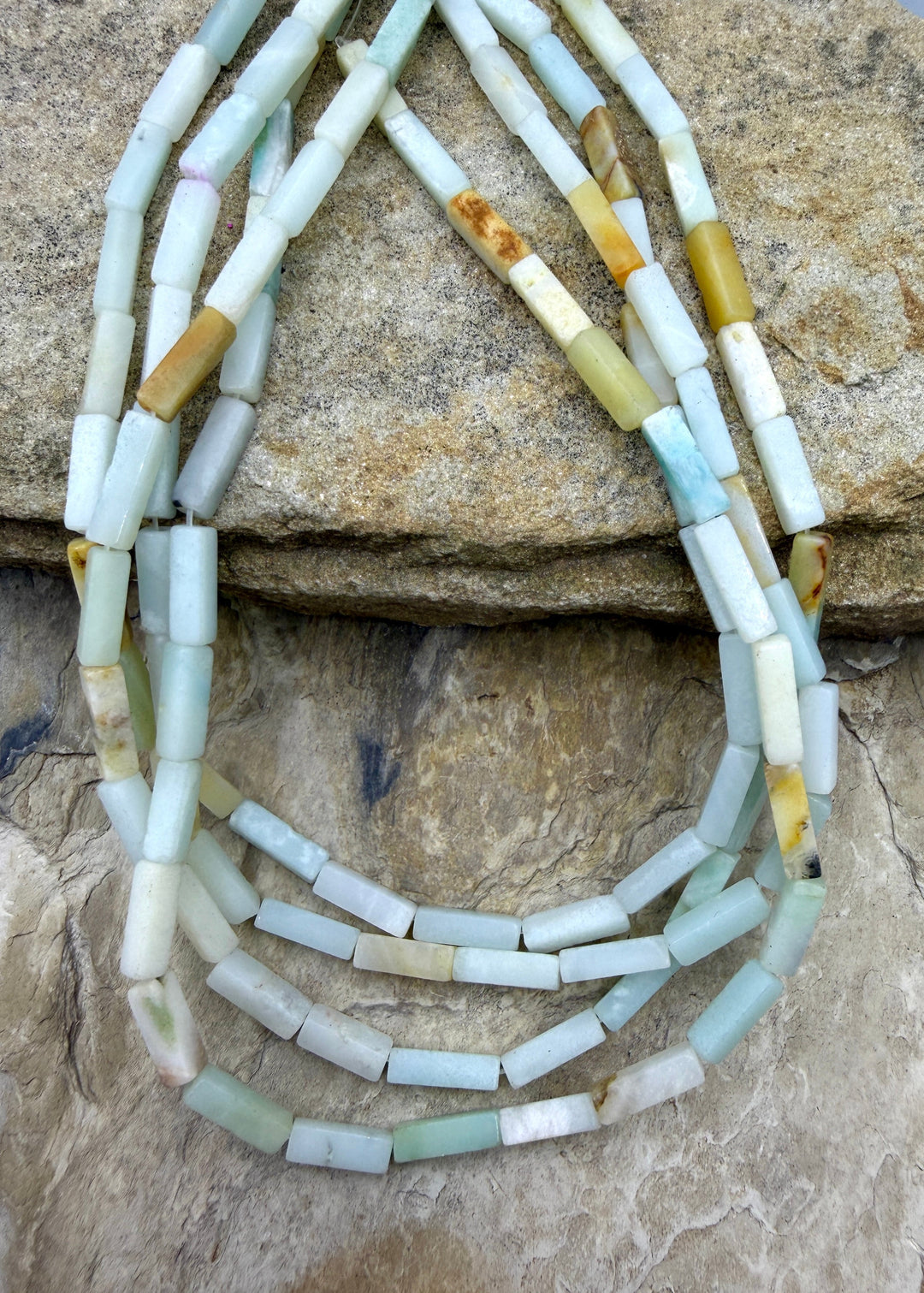 Amazonite 4x15mm Square Tube Beads 15.5 Inch Strand