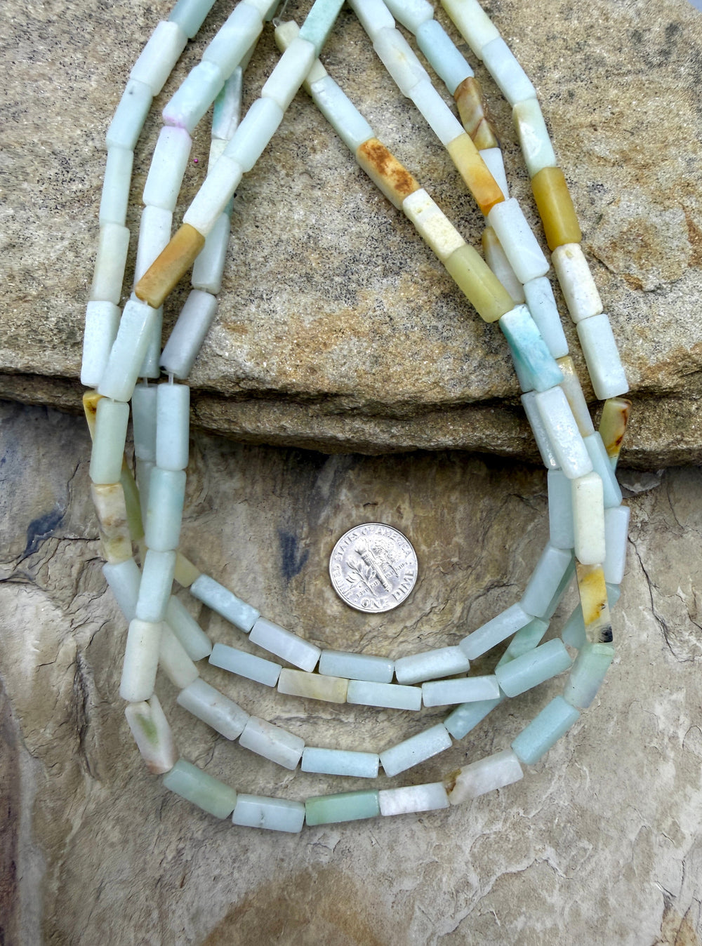 Amazonite 4x15mm Square Tube Beads 15.5 Inch Strand