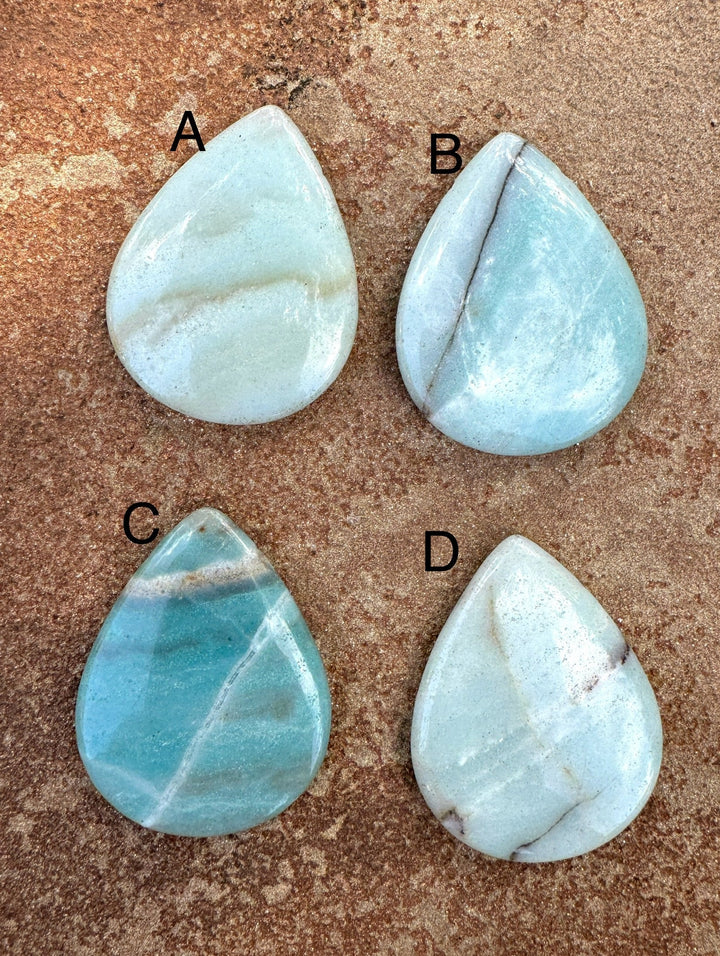 Amazonite Teardrop Shaped Focal Pendants 35x45mm Select