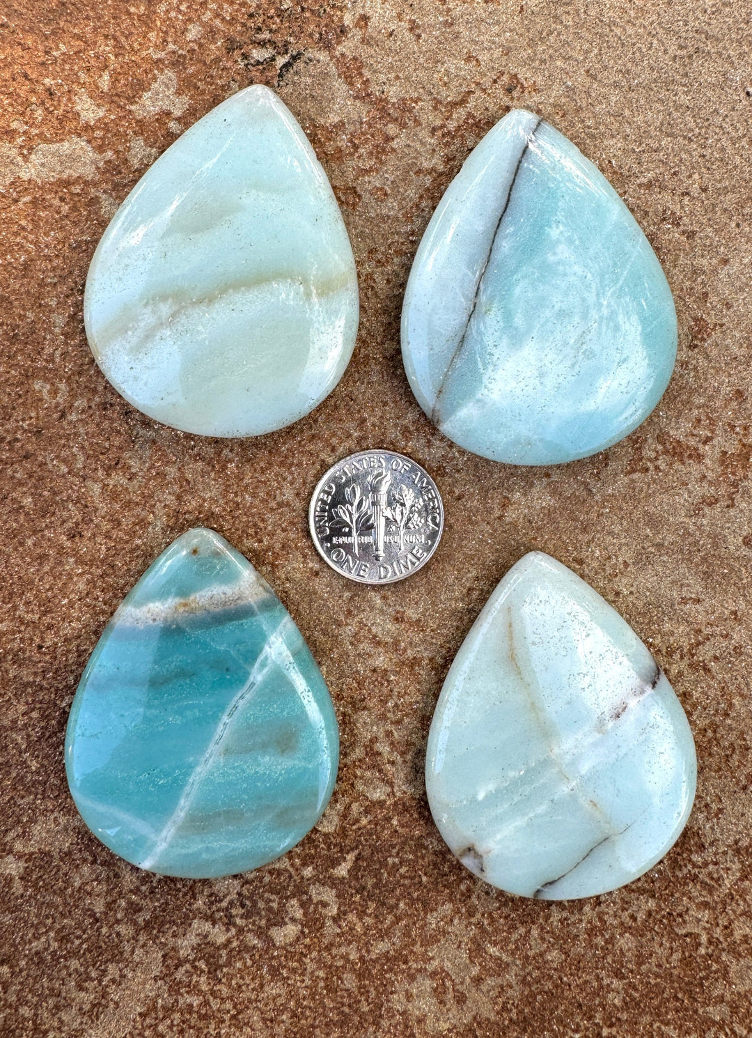 Amazonite Teardrop Shaped Focal Pendants 35x45mm Select