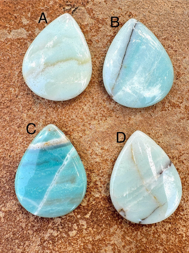 Amazonite Teardrop Shaped Focal Pendants 35x45mm Select