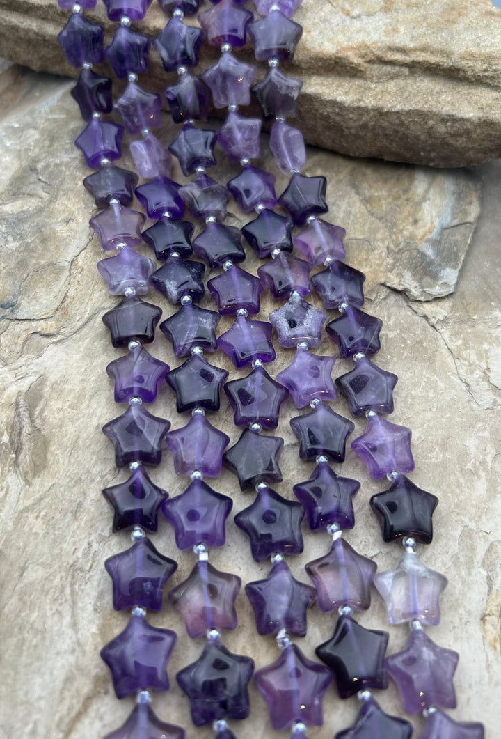 Amethyst 15mm Star Beads 16 Inch Strand/25 beads - Amethyst