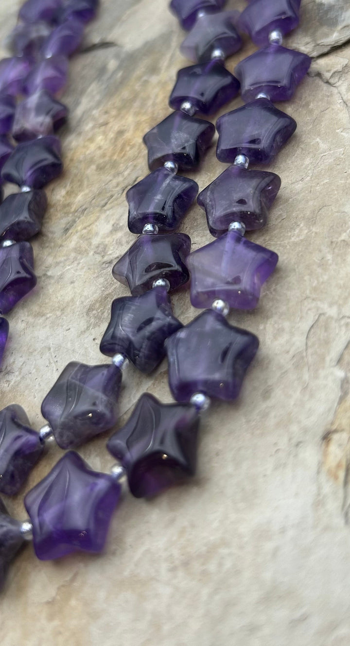 Amethyst 15mm Star Beads 16 Inch Strand/25 beads - Amethyst