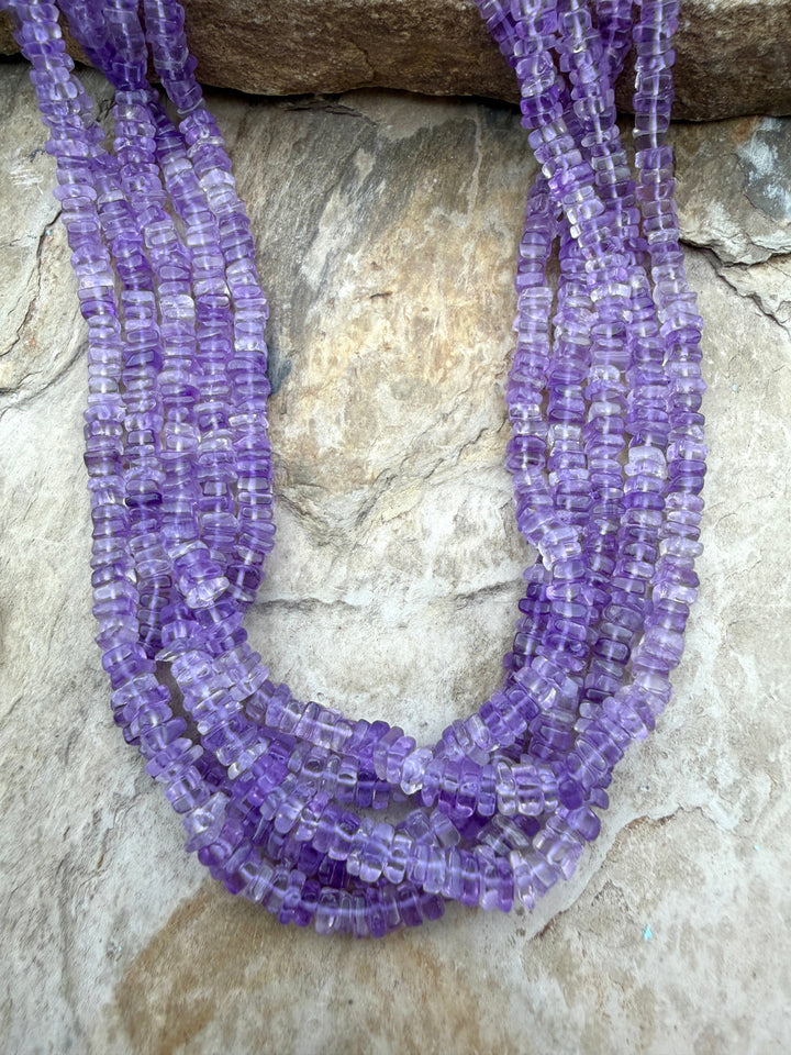 Amethyst 4mm Square Heishi 16 Inch Strand - Amethyst