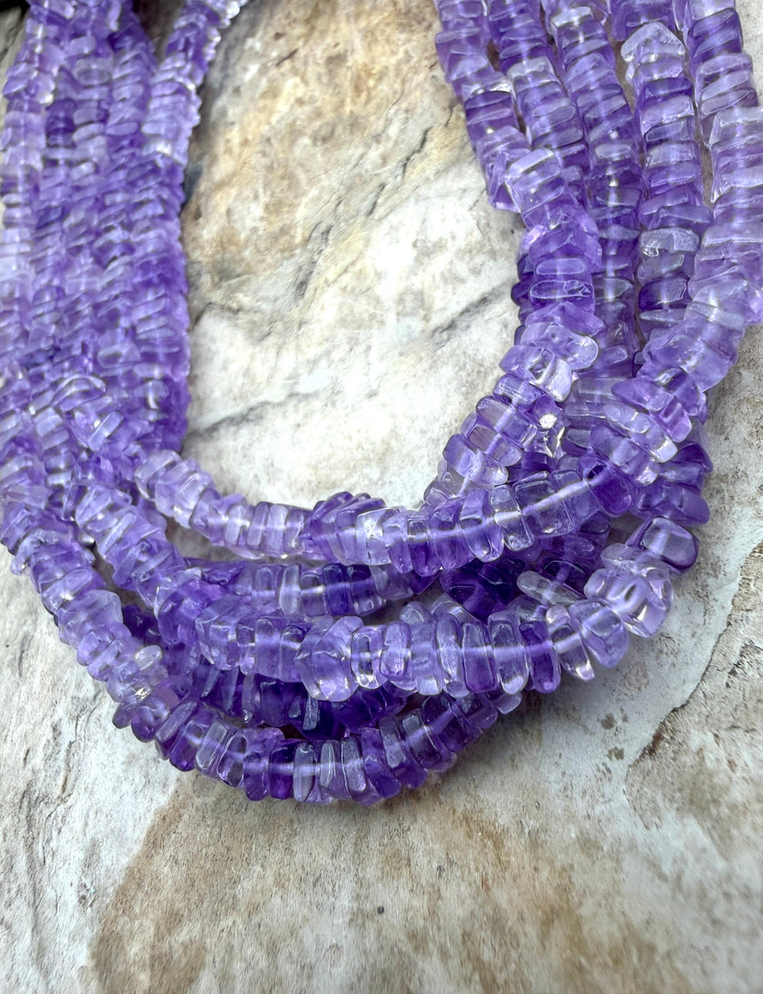 Amethyst 4mm Square Heishi 16 Inch Strand - Amethyst
