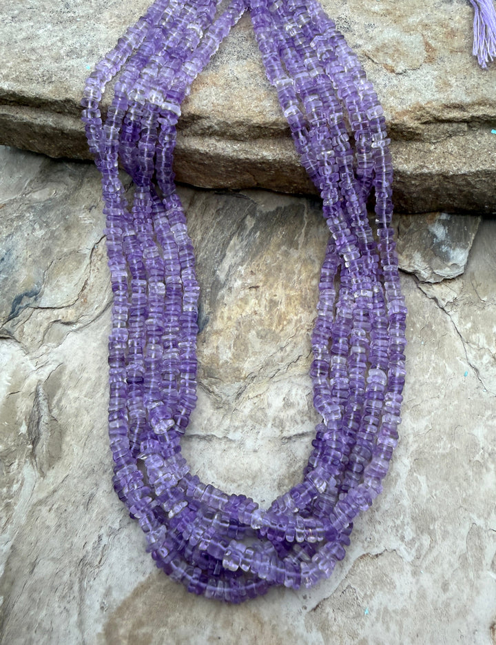 Amethyst 4mm Square Heishi 16 Inch Strand - Amethyst