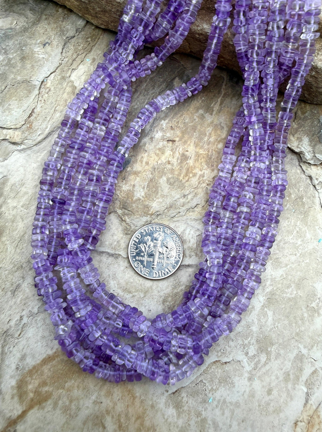 Amethyst 4mm Square Heishi 16 Inch Strand - Amethyst