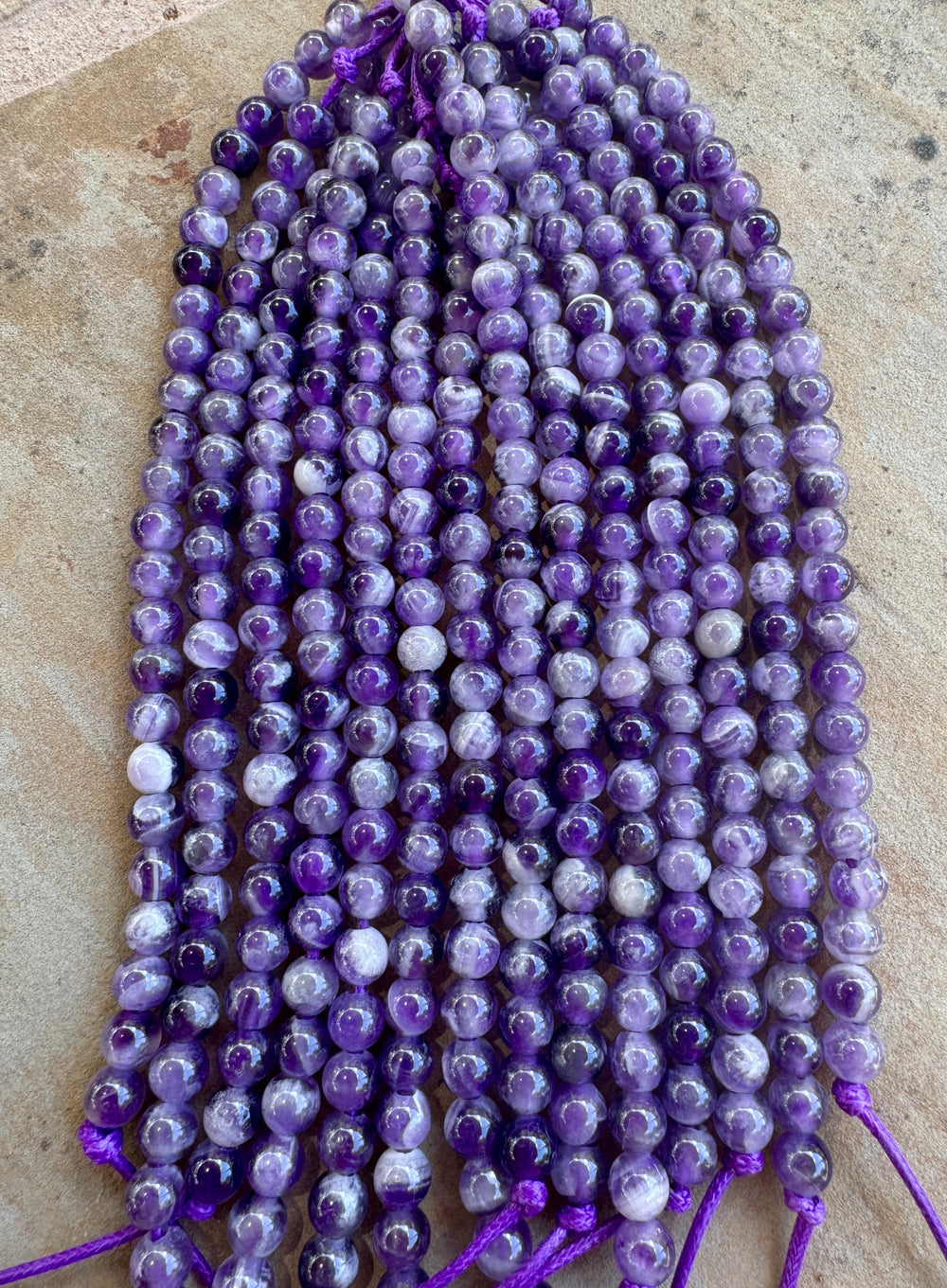 Amethyst Large Hole 8mm Round Beads 7.5 inch Strand