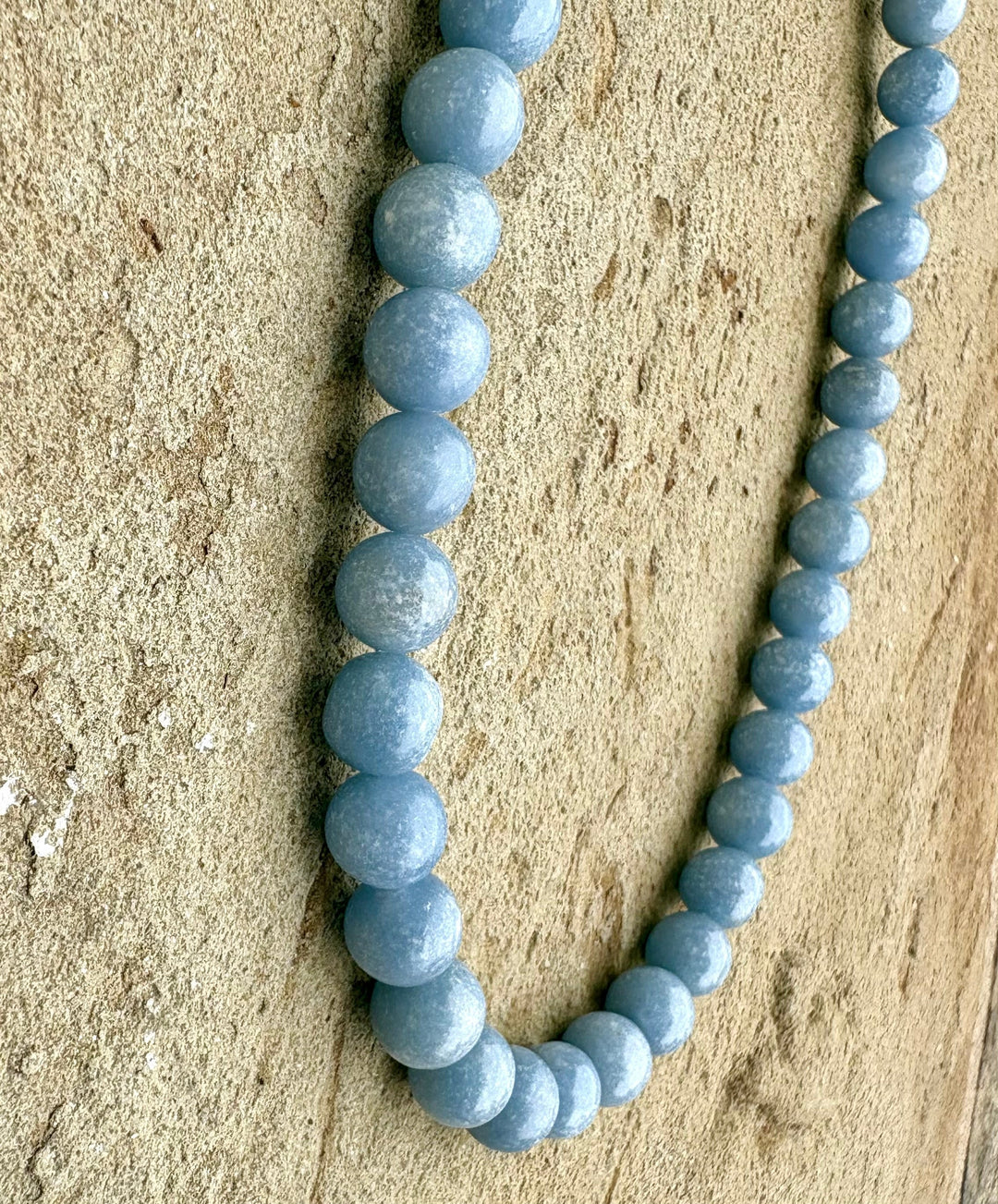 Angelite 10mm Round beads 16 inch Strand - Angelite