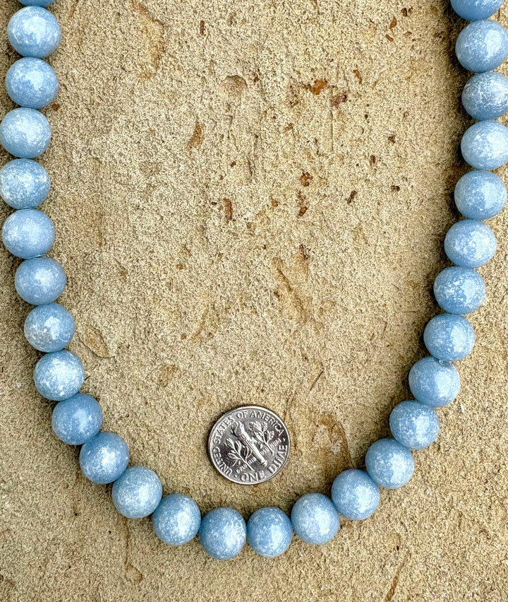 Angelite 10mm Round beads 16 inch Strand - Angelite