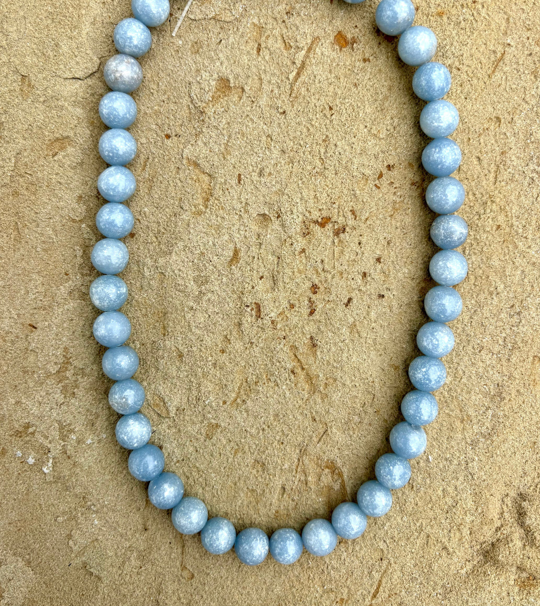 Angelite 10mm Round beads 16 inch Strand - Angelite