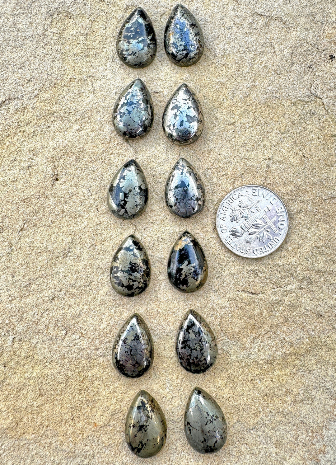 Apache Gold (Arizona) 10x15mm Teardrop Cabochons Package