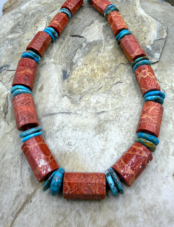 Apple Coral BIG Faceted Tube Beads 13x22mm and Hubei