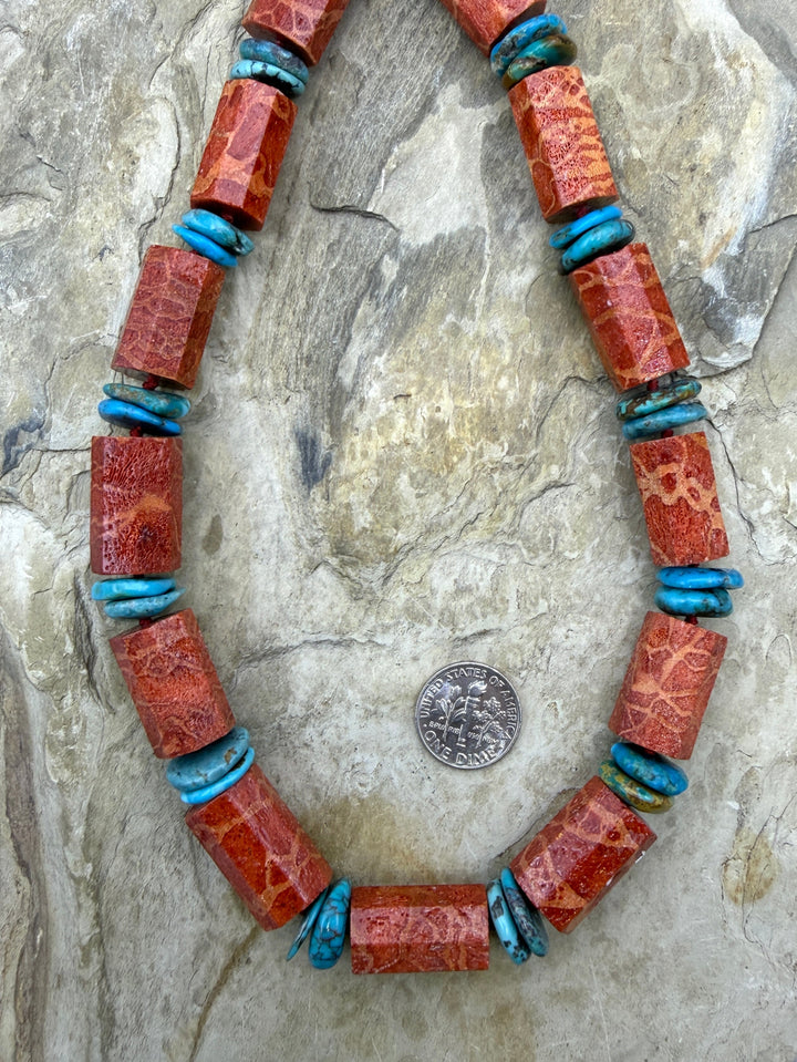 Apple Coral BIG Faceted Tube Beads 13x22mm and Hubei