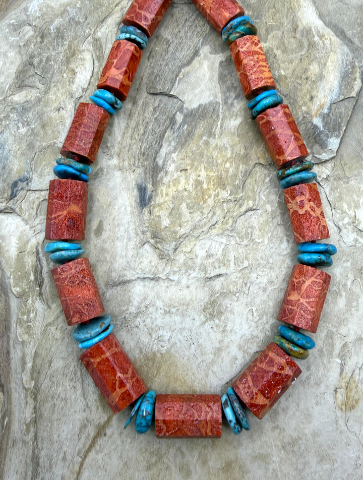 Apple Coral BIG Faceted Tube Beads 13x22mm and Hubei