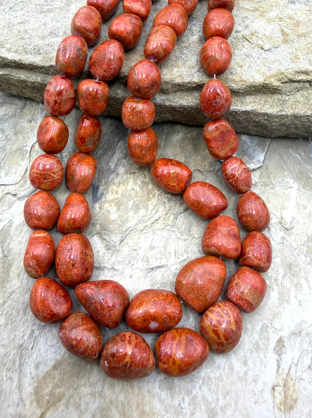 Apple Coral BIG Graduated Nugget Beads 10x14-16x20mm 17