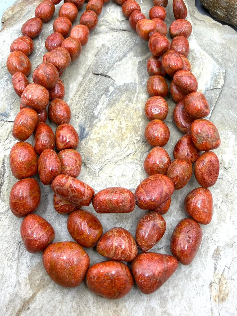 Apple Coral BIG Graduated Nugget Beads 10x14-16x20mm 17