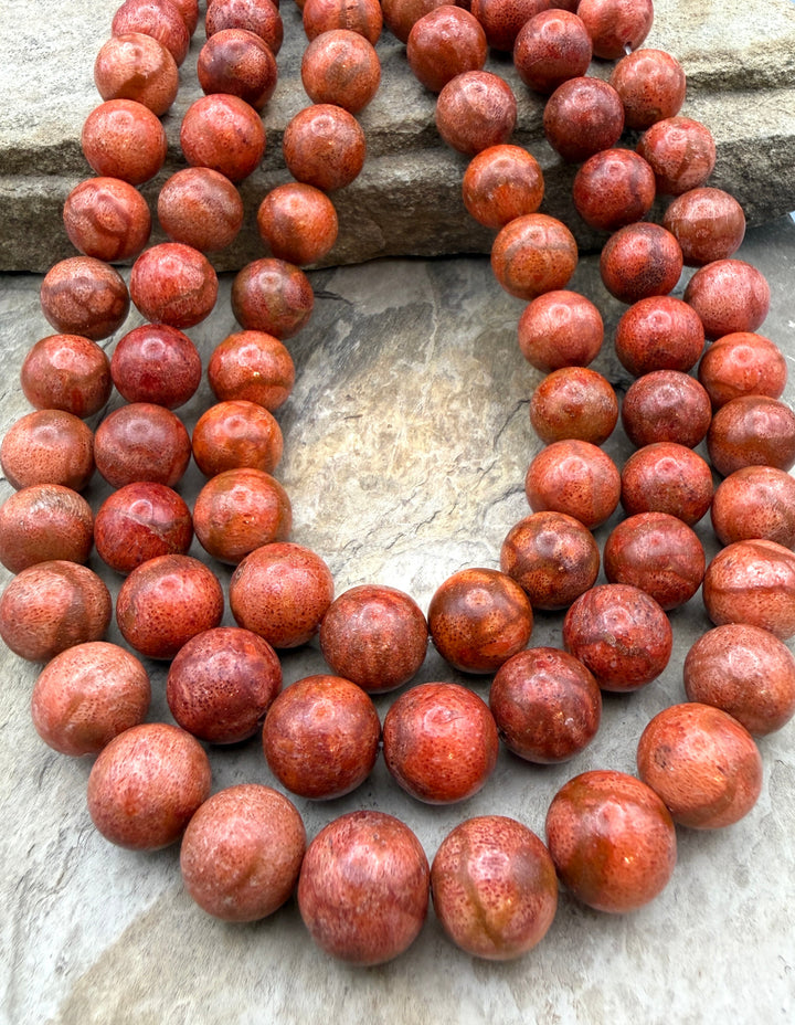 Apple Coral BIG Round Beads 13mm 16 inch strand - Coral