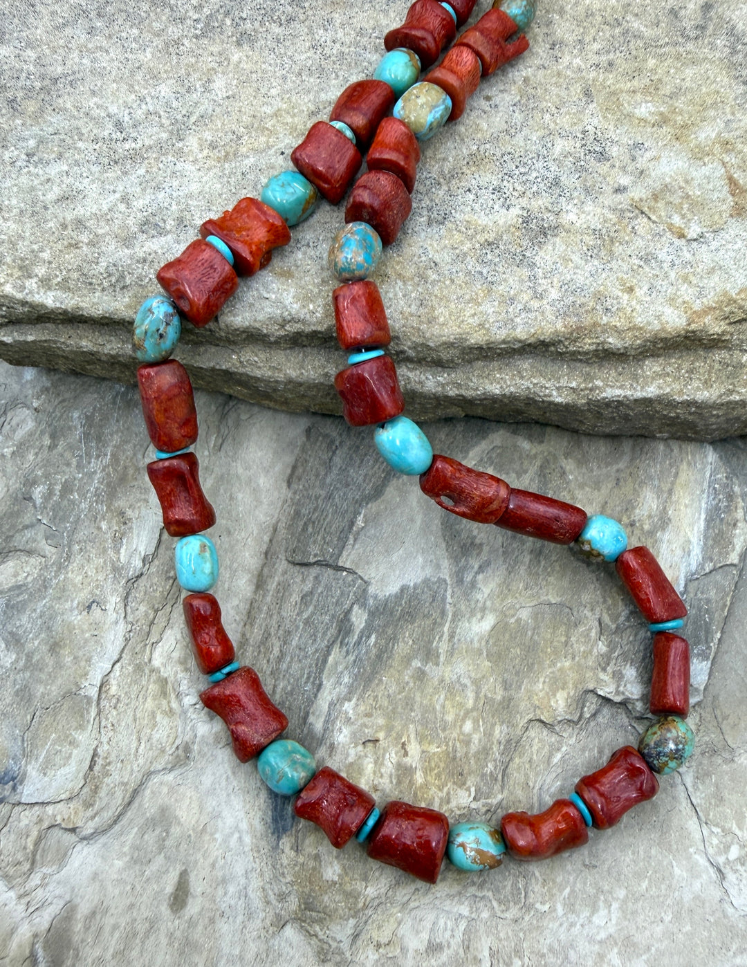 Apple Coral Branch Beads 10x10-10x15mm and Hubei Turquoise