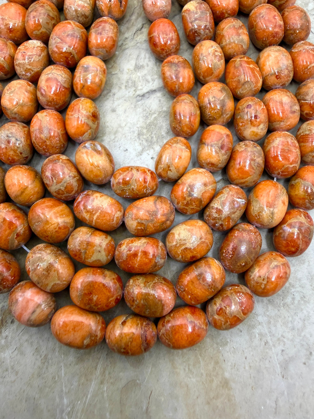Apple Coral Oval Nugget Beads 8x11mm 8 inch Strand/20 Beads