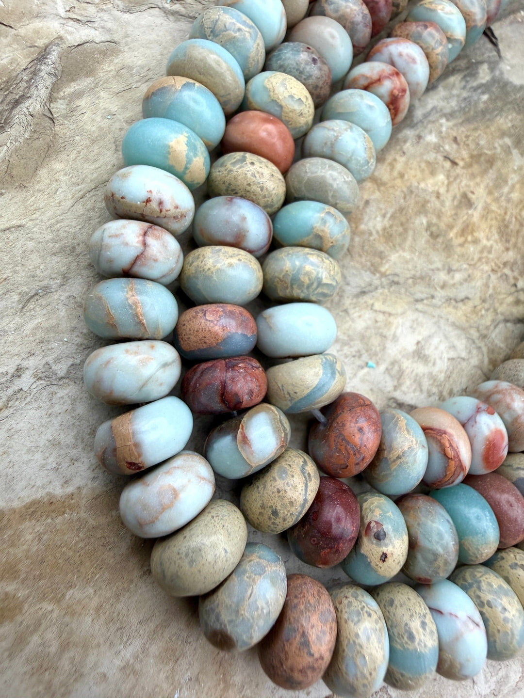 Aqua Terra Jasper/Sea Sediment Jasper 10x8mm Rondelle Beads