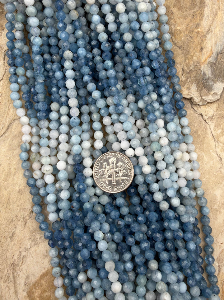 Aquamarine Micro Faceted Round Beads 4mm Select One 15 Inch