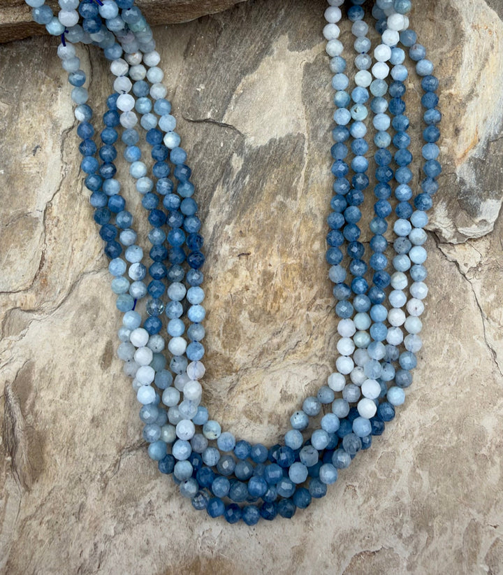 Aquamarine Micro Faceted Round Beads 4mm Select One 15 Inch