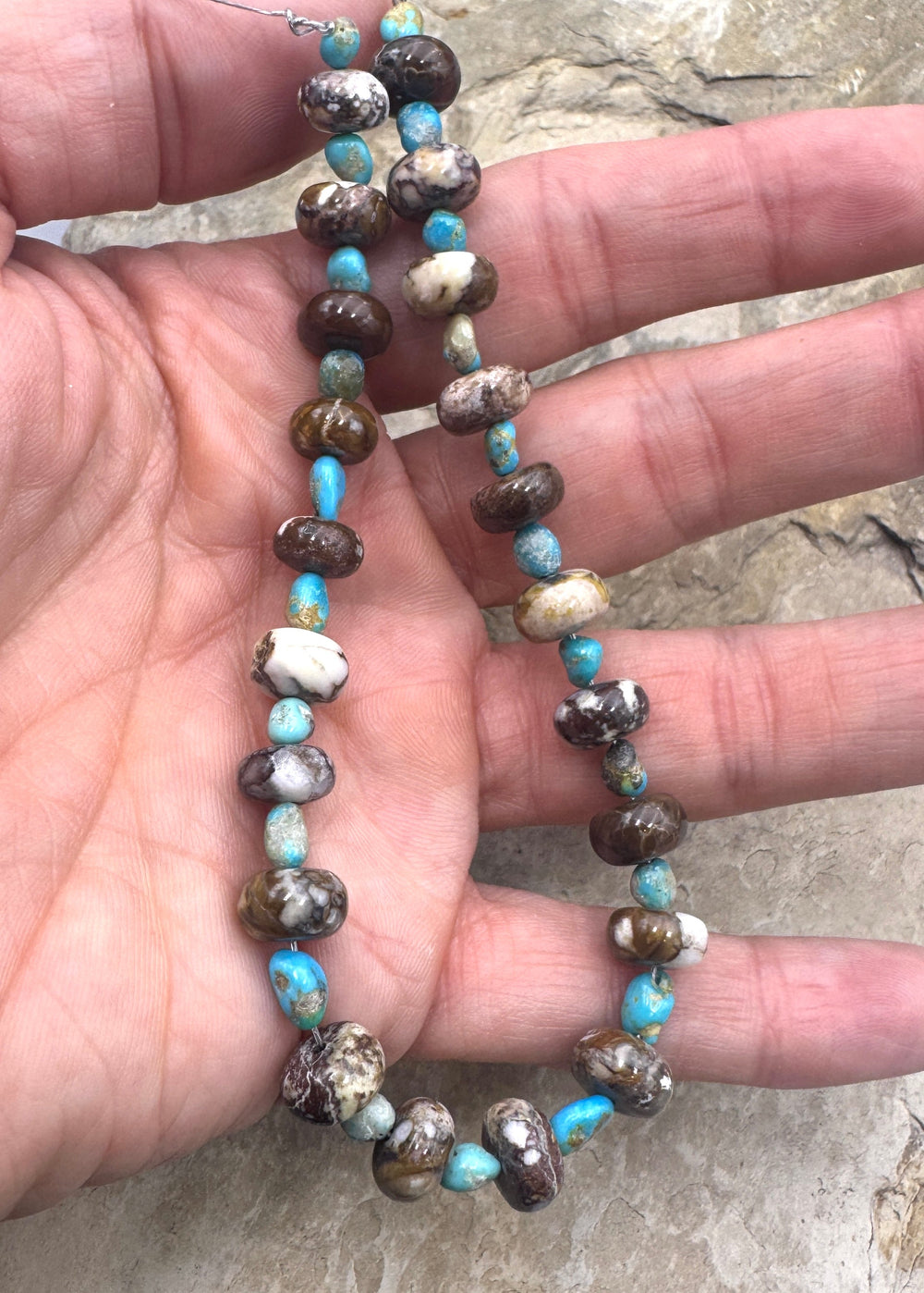 Arizona Wild Horse and Blue Ridge Turquoise 9 inch Strand