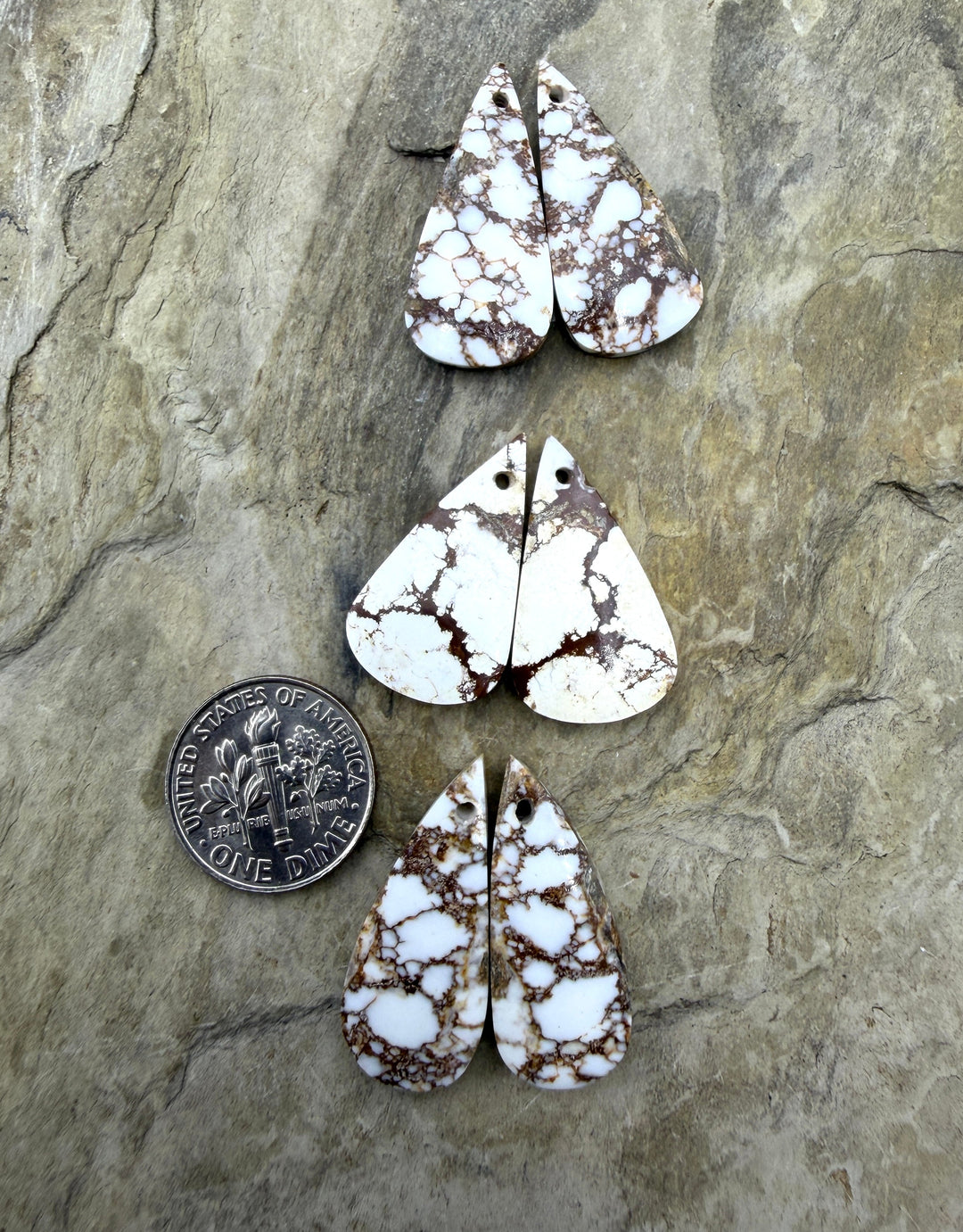 Arizona Wild Horse Matching Earring Slab Bead Pair One Pair