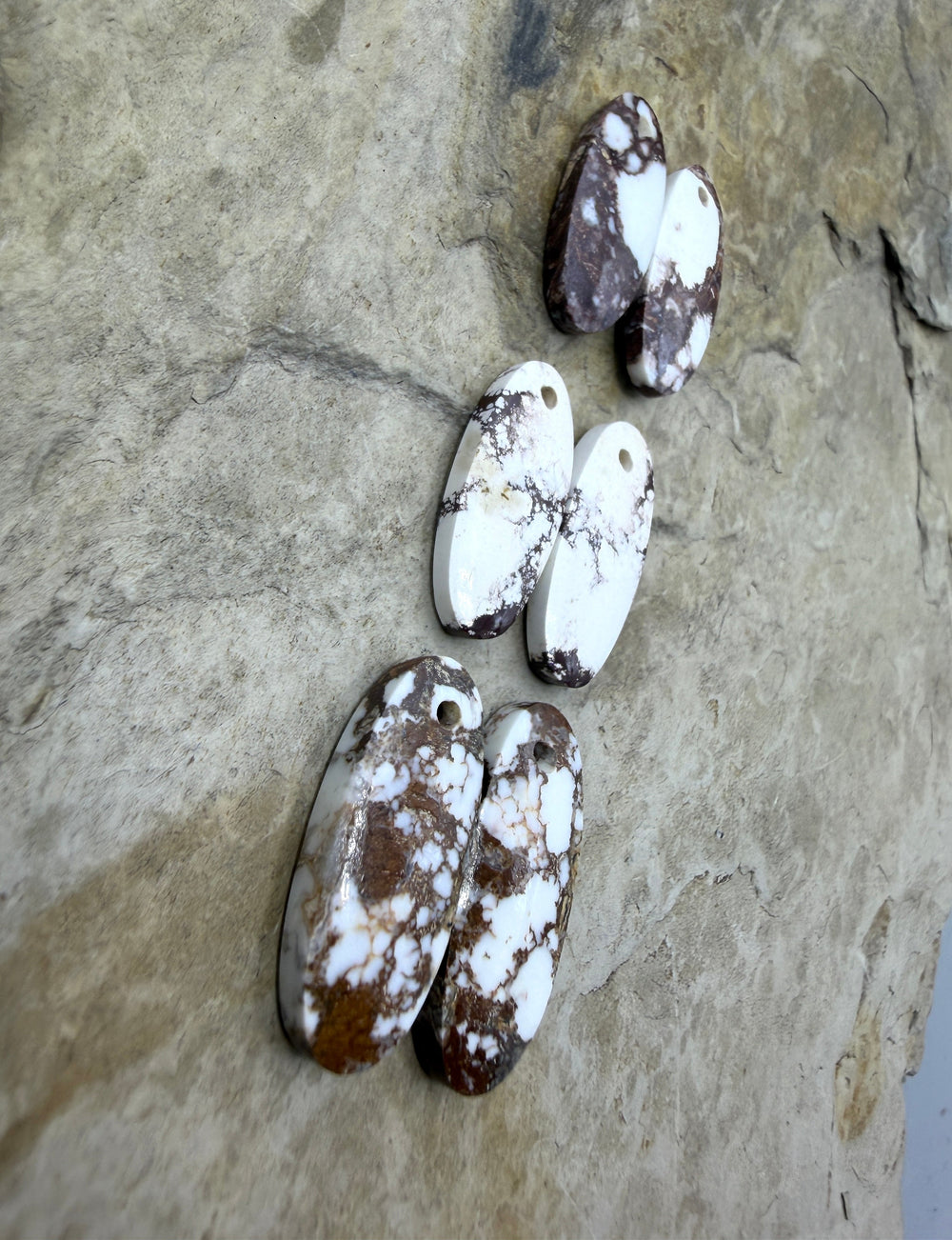 Arizona Wild Horse Matching Oval Earring Slab Bead Pair