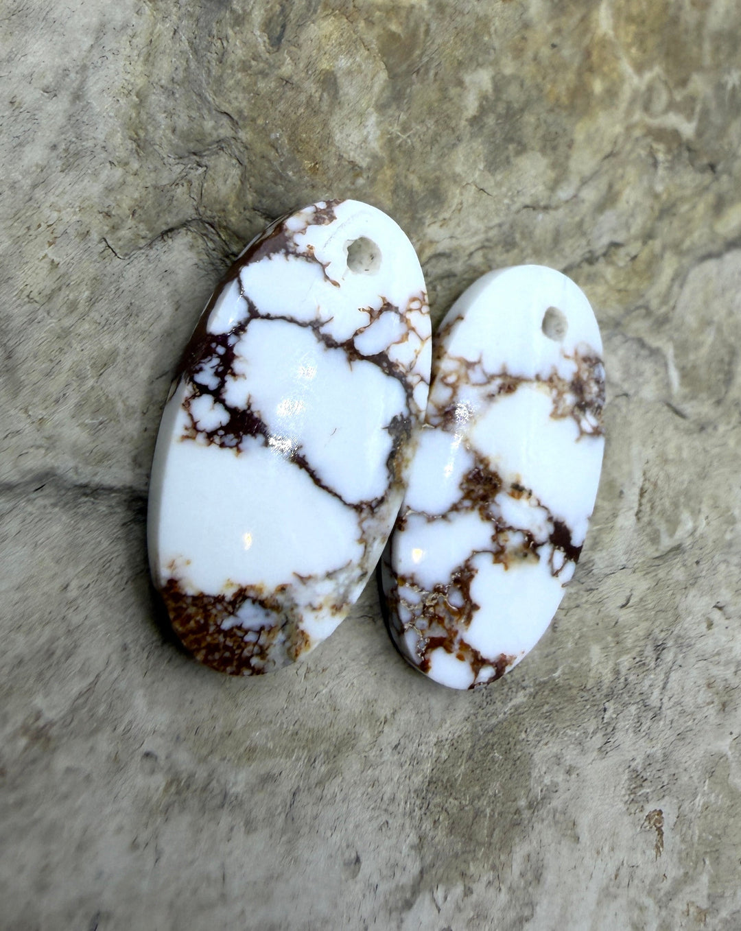 Arizona Wild Horse Matching Oval Earring Slab Bead Pair