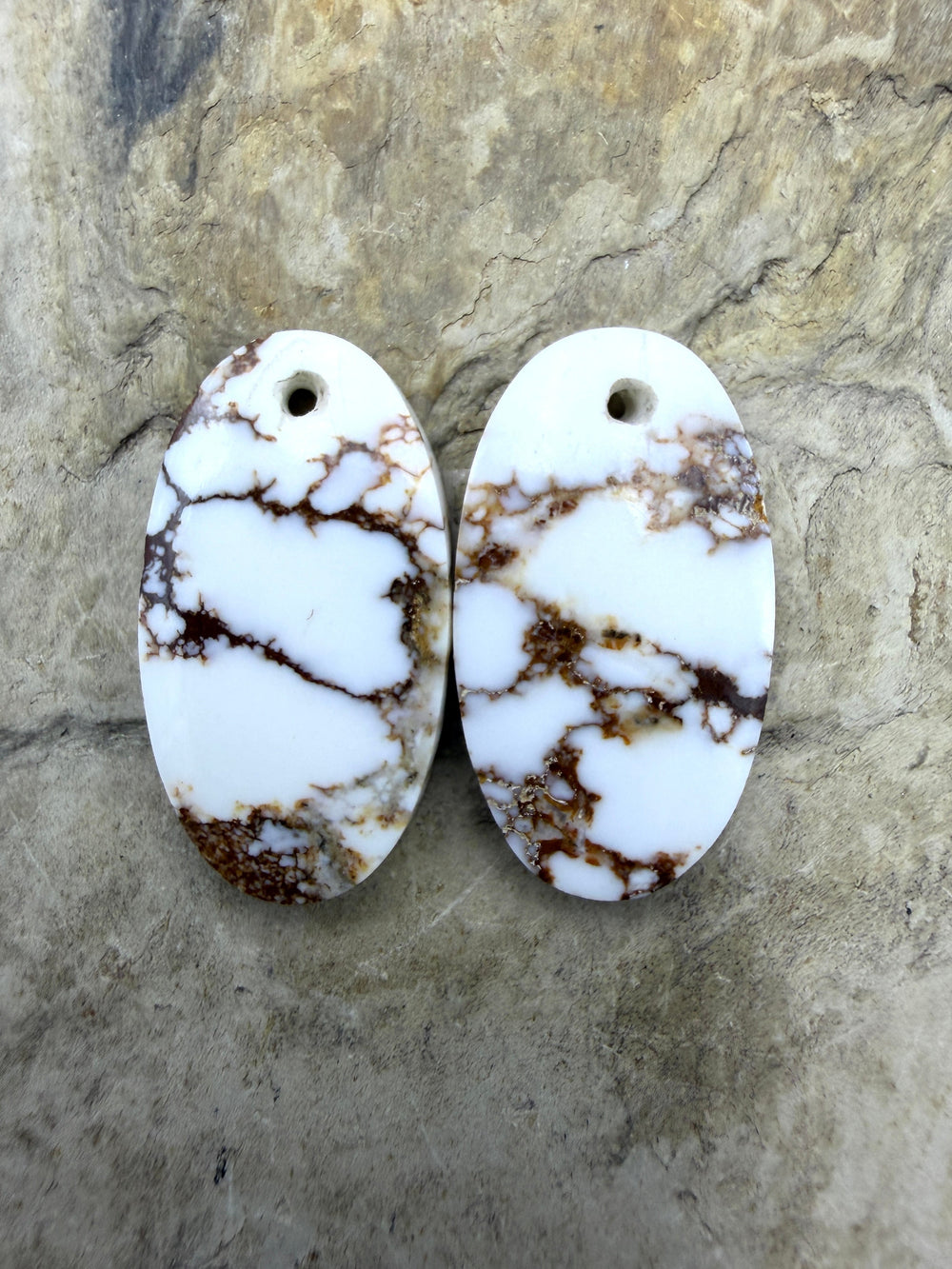 Arizona Wild Horse Matching Oval Earring Slab Bead Pair